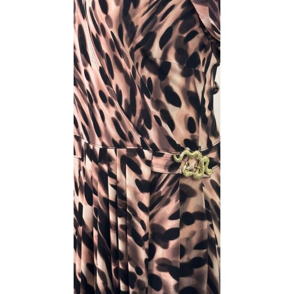 Jennifer Lopez Women’s Brown Ombre Animal Print Dress Size XL Fake Wrap - Picture 5 of 16